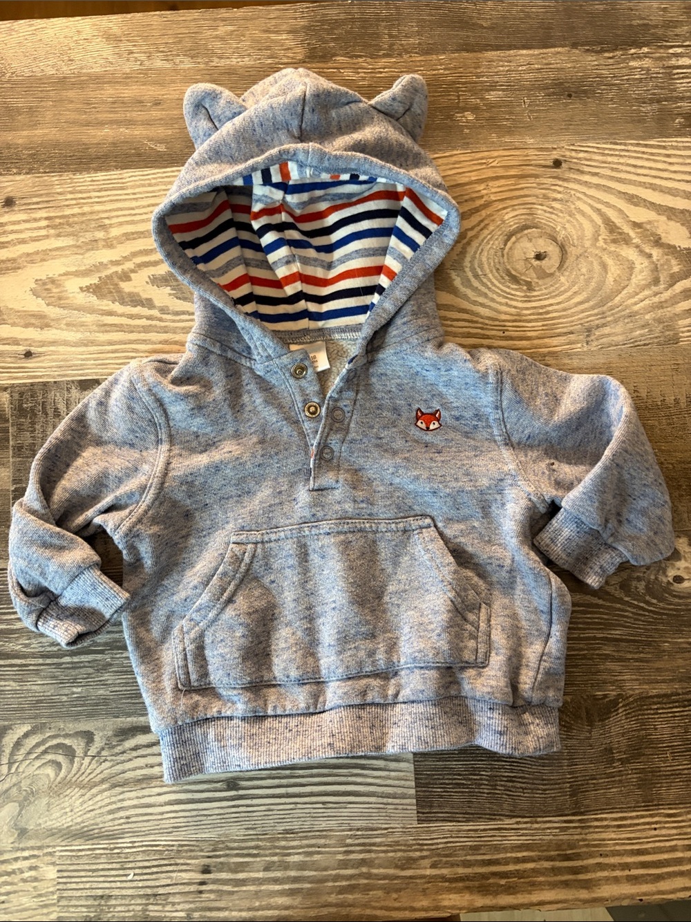 Gymboree Gray Hooded Sweatshirt with Striped Lined Hood